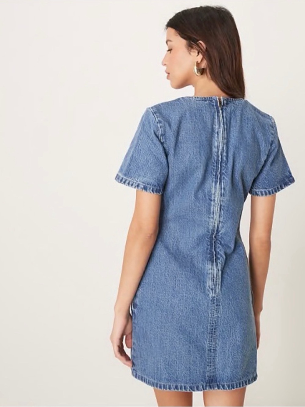 Abercrombie & Fitch Washed Blue Short-Sleeve Denim Mini Dress - Picture 3 of 9